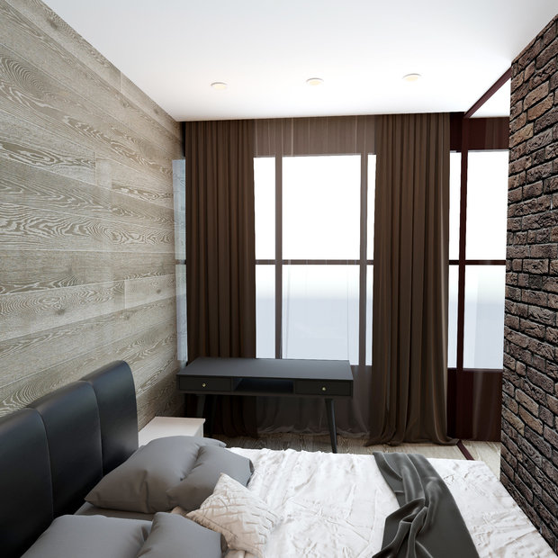 Фотография: Спальня в стиле Лофт, Квартира, Проект недели, Москва, Викторина Смельницкая, Монолитный дом, 1 комната, 40-60 метров – фото на INMYROOM