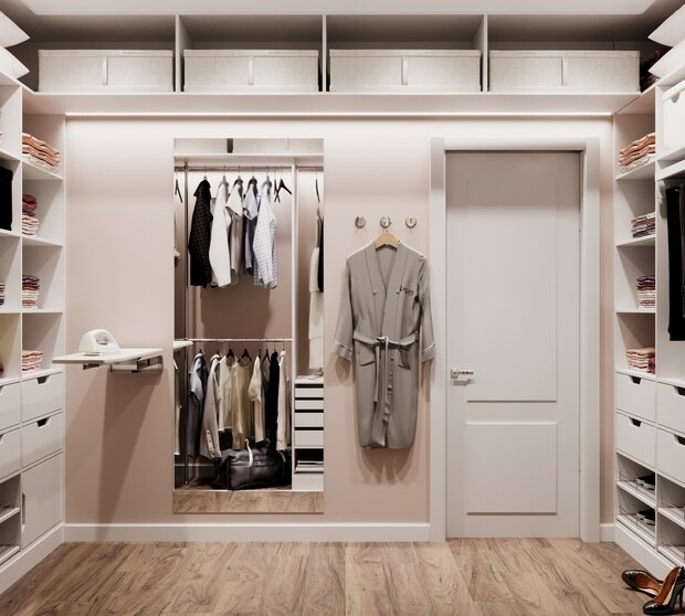 Фотография: Гардеробная в стиле Современный, Эклектика, Квартира, Проект недели, Санкт-Петербург, 3 комнаты, Более 90 метров, VizDiz, Илона Ореховская – фото на INMYROOM