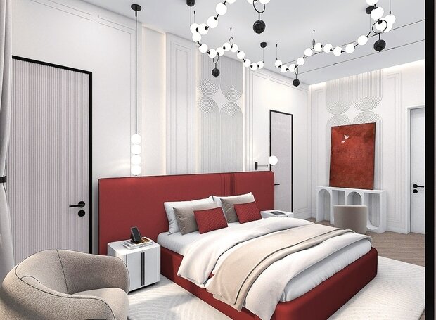 Визуализация интерьера спальни в современном стиле