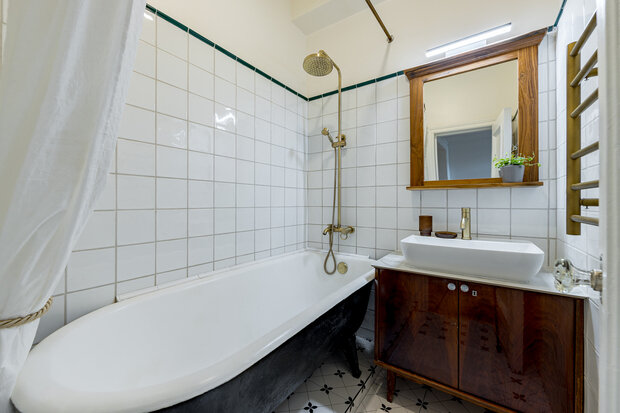Фотография: Ванная в стиле Скандинавский, Эклектика, Винтажный, Квартира, Проект недели, Москва, Сталинка, Кирпичный дом, 2 комнаты, 40-60 метров, Анастасия Разливанова, Ольга Гусева – фото на INMYROOM