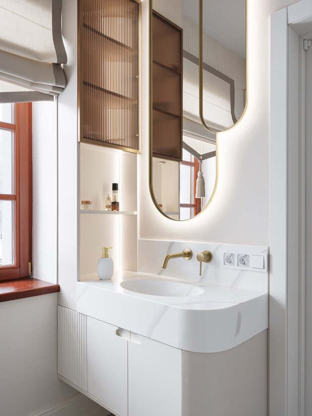 Фотография: Ванная в стиле Современный, Дом, Проект дня, Дом и дача, Казань, Кирпичный дом, 4 и больше, Более 90 метров, классический с современными элементами, Айгуль Калимуллина – фото на INMYROOM