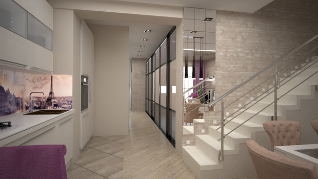 Фото из портфолио Нежное Aр-деко. Кухня-гостиная в таунхаусе – фотографии дизайна интерьеров на INMYROOM