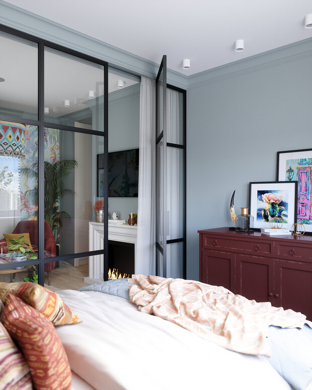 Фотография: Спальня в стиле Современный, Эклектика, Квартира, Проект недели, Москва, 3 комнаты, 60-90 метров, Inside, Ольга Усачева – фото на INMYROOM