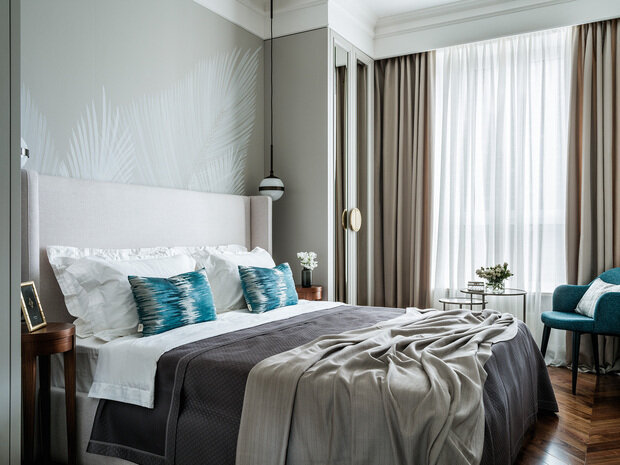 Фотография: Спальня в стиле Классический, Современный, Квартира, Проект дня, 3 комнаты, 60-90 метров, ЖК «Сити парк», современный с элементами классики и роскоши – фото на INMYROOM