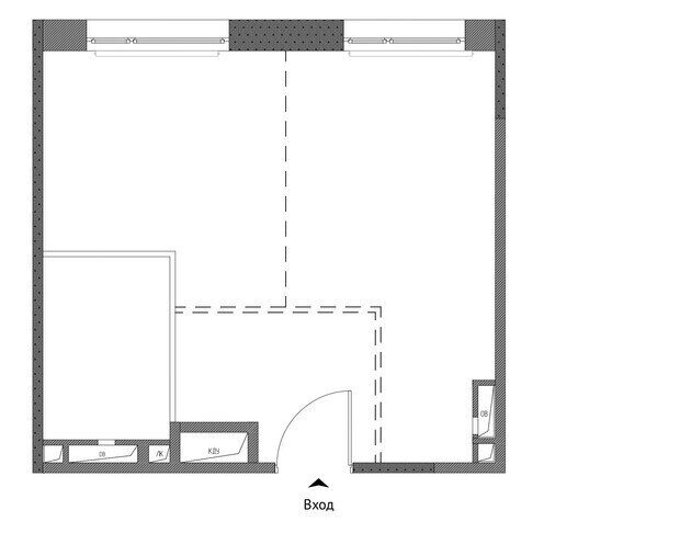 Фотография: Планировки в стиле , Малогабаритная квартира, Квартира, Проект дня, Москва, Монолитный дом, 2 комнаты, до 40 метров, современный с элементами неоклассики – фото на INMYROOM