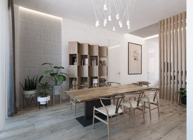 Фотография: Кухня и столовая в стиле Минимализм, Эко, Квартира, Проект недели, Московская область, Королев, Монолитный дом, 4 и больше, Более 90 метров, «Ригель и Балка» – фото на INMYROOM