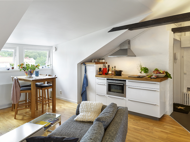 Фотография: Кухня и столовая в стиле Скандинавский, Малогабаритная квартира, Квартира, Дома и квартиры – фото на INMYROOM