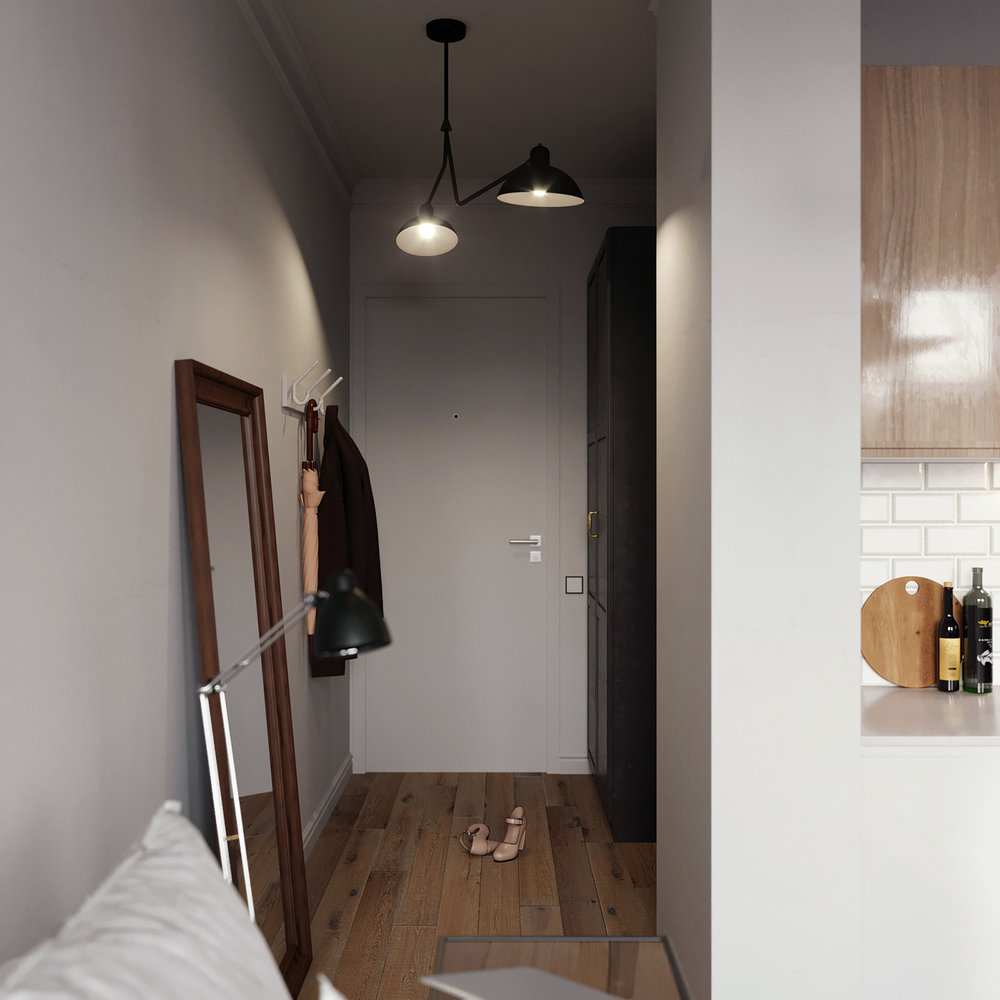 Фотография: Прихожая в стиле Скандинавский, Малогабаритная квартира, Квартира, Студия, Проект недели, Москва, Монолитный дом, до 40 метров, Anova Interior Design – фото на INMYROOM