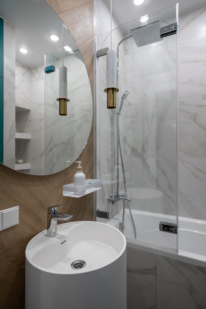 Фотография: Ванная в стиле Современный, Квартира, Проект дня, Санкт-Петербург, 3 комнаты, 40-60 метров, VizDiz, Екатерина Лоскутова, Илона Ореховская – фото на INMYROOM Фотография: Ванная в стиле Современный, Квартира, Проект дня, Санкт-Петербург, 3 комнаты, 40-60 метров, VizDiz, Екатерина Лоскутова, Илона Ореховская – фото на INMYROOM