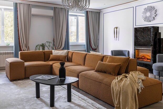 Фотография: Гостиная в стиле Современный, Эклектика, Квартира, Проект дня, Казахстан, 3 комнаты, Более 90 метров, Надира Мустафина – фото на INMYROOM