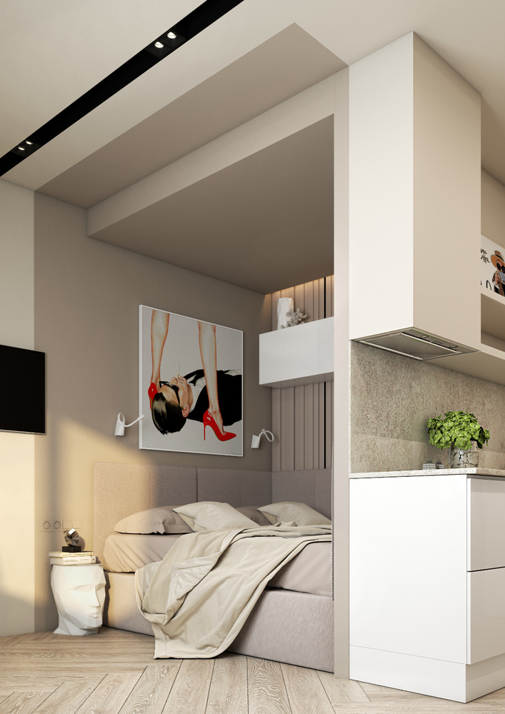 Фотография: Спальня в стиле Современный, Квартира, Студия, Перепланировка, Москва, до 40 метров, Ольга Катюк – фото на INMYROOM Фотография: Спальня в стиле Современный, Квартира, Студия, Перепланировка, Москва, до 40 метров, Ольга Катюк – фото на INMYROOM