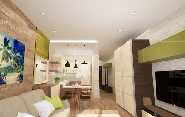 Фото из портфолио Квартира-студия в оливковых и сливочных оттенках.  – фотографии дизайна интерьеров на INMYROOM