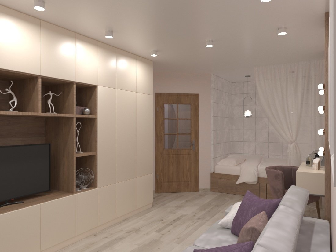 Фото из портфолио Дизайн интерьера однокомнатной квартиры – фотографии дизайна интерьеров на INMYROOM Фото из портфолио Дизайн интерьера однокомнатной квартиры – фотографии дизайна интерьеров на INMYROOM