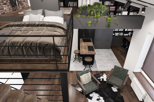 Фото из портфолио Трехуровневый лофт – фотографии дизайна интерьеров на INMYROOM