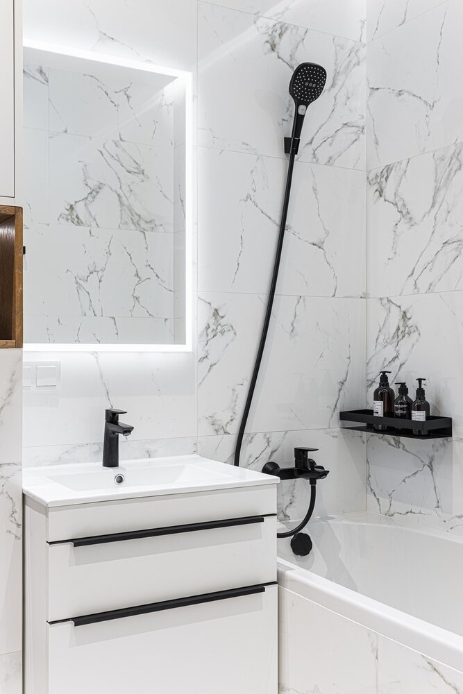 Фотография: Ванная в стиле Современный, Классический, Квартира, Студия, Проект недели, Москва, 1 комната, 40-60 метров, Александра Антонова – фото на INMYROOM Фотография: Ванная в стиле Современный, Классический, Квартира, Студия, Проект недели, Москва, 1 комната, 40-60 метров, Александра Антонова – фото на INMYROOM