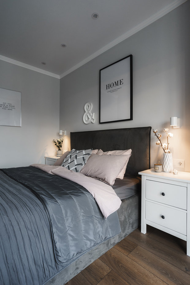 Фотография: Спальня в стиле Скандинавский, Современный, Квартира, Минимализм, Проект недели, Пенза, 3 комнаты, Более 90 метров, Юлия Власова – фото на INMYROOM