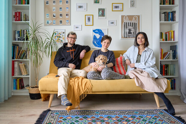 Дизайнеры Алексей Смирнов, Мария Оганесян и хозяйка квартиры