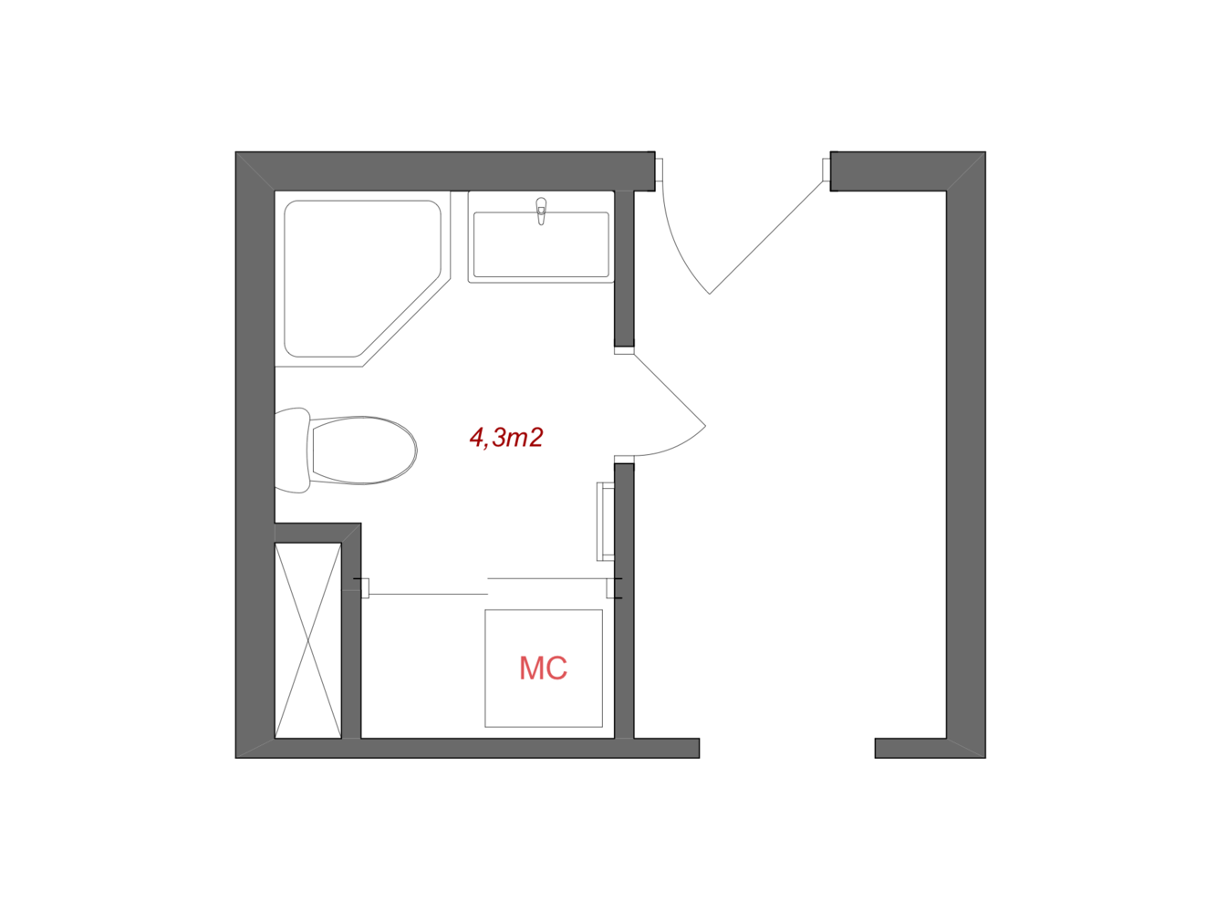 Фотография: Планировки в стиле , Ванная, Квартира, Перепланировка, КОПЭ, Панельный дом, 1 комната, до 40 метров, Татьяна Красикова – фото на INMYROOM