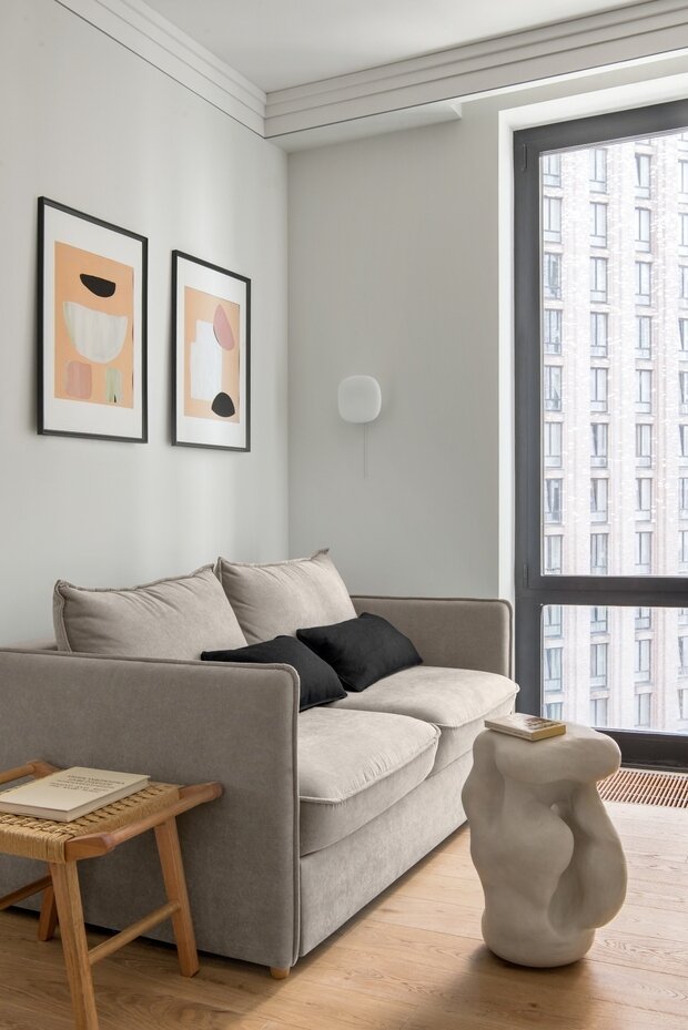 Фотография: Гостиная в стиле Современный, Минимализм, Эко, Квартира, Проект недели, Москва, 3 комнаты, 40-60 метров, Екатерина Владимирова – фото на INMYROOM