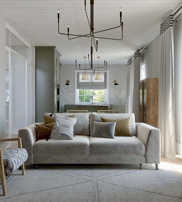 Фотография: Гостиная в стиле Скандинавский, Современный, Эклектика, Винтажный, Дом, Проект дня, Дача, Москва, Дом и дача, 4 и больше, Более 90 метров, Вера Шеверденок – фото на INMYROOM