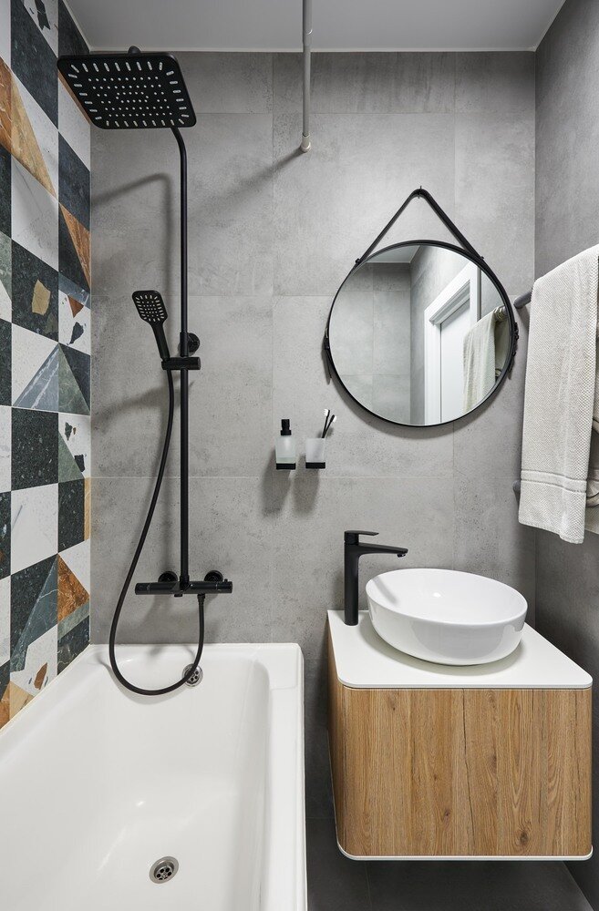 Фотография: Ванная в стиле Современный, Квартира, Проект недели, Санкт-Петербург, Панельный дом, 2 комнаты, 40-60 метров, 137, Евгения Аборина – фото на INMYROOM