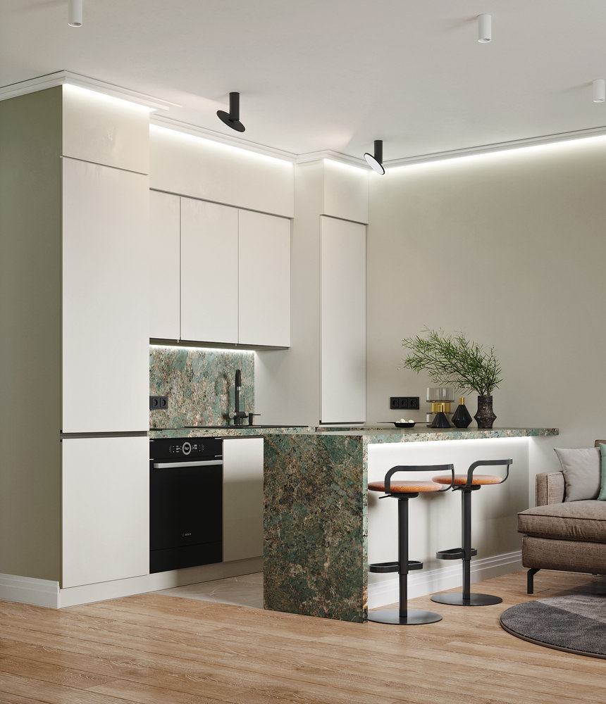 Фотография: Кухня и столовая в стиле Современный, Квартира, Проект недели, Москва, 2 комнаты, 40-60 метров, SKStudio – фото на INMYROOM Фотография: Кухня и столовая в стиле Современный, Квартира, Проект недели, Москва, 2 комнаты, 40-60 метров, SKStudio – фото на INMYROOM