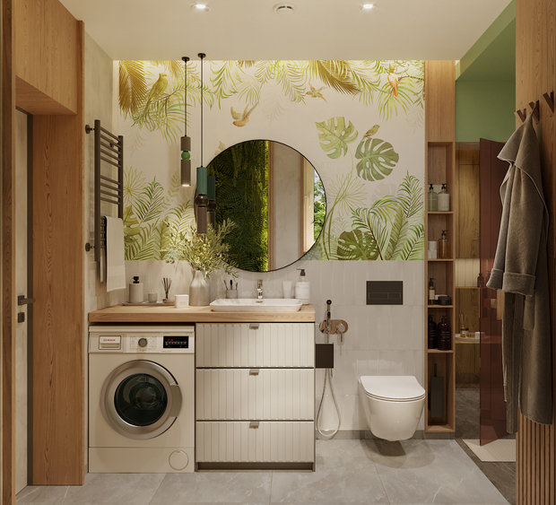 Фотография: Ванная в стиле Современный, Эко, Дом, Проект недели, Дача, Московская область, 2 комнаты, 40-60 метров, Studio Anri – фото на INMYROOM