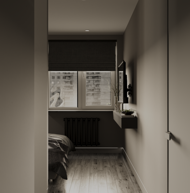 Визуализация интерьера спальни в стиле минимализм