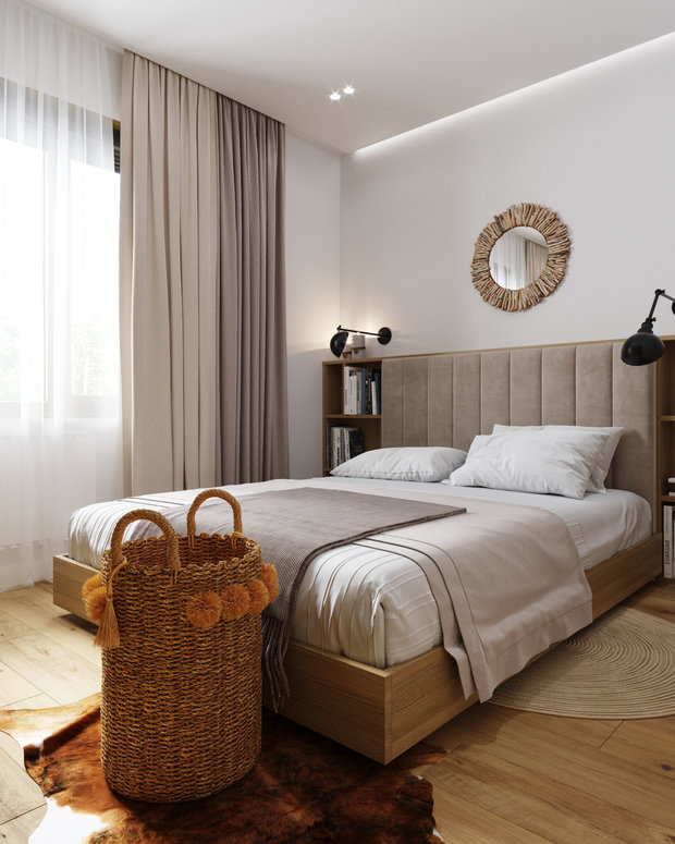 Фотография: Спальня в стиле Современный, Скандинавский, Дом, Проект недели, Дача, Новосибирск, 3 комнаты, 60-90 метров, DS Mango – фото на INMYROOM