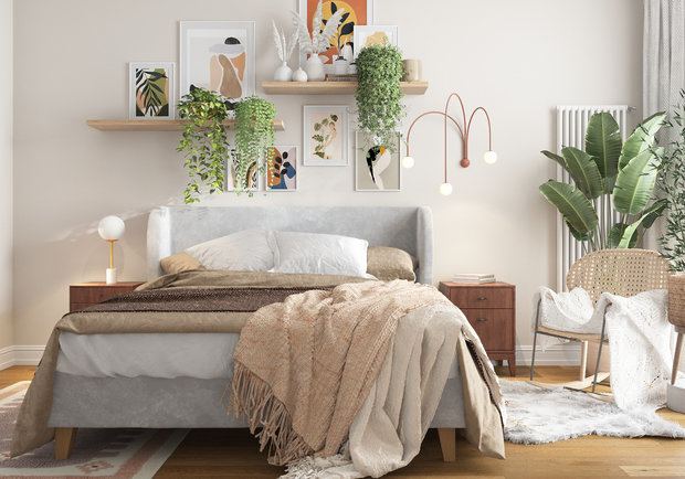 Фотография: Спальня в стиле Современный, Эко, Скандинавский, Квартира, Проект недели, Казань, 3 комнаты, 60-90 метров, Марина Меренкова – фото на INMYROOM