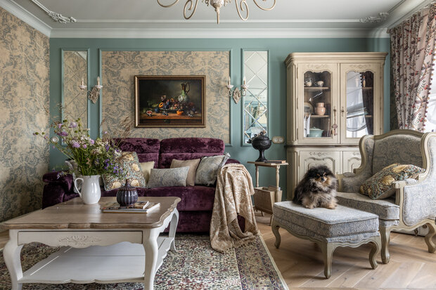 Фотография: Гостиная в стиле Прованс и Кантри, Квартира, Проект дня, Кирпичный дом, 2 комнаты, 40-60 метров, Башкортостан, Лариса Байракова – фото на INMYROOM