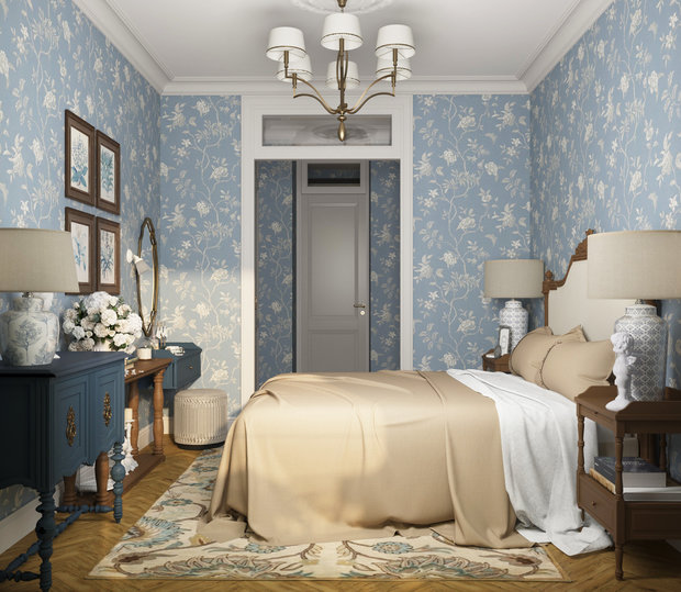 Фотография: Спальня в стиле Прованс и Кантри, Классический, Эклектика, Квартира, Проект недели, Москва, Сталинка, 3 комнаты, 60-90 метров, Татьяна Красикова – фото на INMYROOM