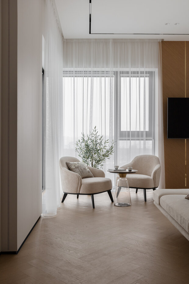 Фотография: Гостиная в стиле Современный, Квартира, Проект дня, Монолитный дом, 3 комнаты, Более 90 метров, Эксклюзивные проекты, Оксана Галактионова, минимализм с элементами современного дизайна – фото на INMYROOM