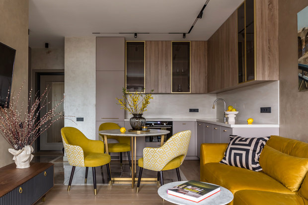 Фотография: Кухня и столовая в стиле Современный, Квартира, Проект недели, Москва, Вера Николаенко, 2 комнаты, 40-60 метров, VERA Inteiors – фото на INMYROOM