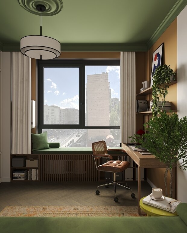 Фотография: Кабинет в стиле Современный, Эклектика, Квартира, Проект дня, Москва, Монолитный дом, 40-60 метров, ЖК «Holland Park», Гера Остин, Анна Лаковская – фото на INMYROOM