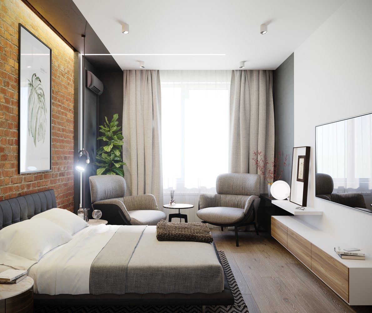 Фотография: Спальня в стиле Современный, Лофт, Квартира, Проект недели, Подмосковье, Московская область, Реутов, Кирпичный дом, 3 комнаты, Более 90 метров, Владислав Седов, Наталья Вороненко, LINES – фото на INMYROOM Фотография: Спальня в стиле Современный, Лофт, Квартира, Проект недели, Подмосковье, Московская область, Реутов, Кирпичный дом, 3 комнаты, Более 90 метров, Владислав Седов, Наталья Вороненко, LINES – фото на INMYROOM