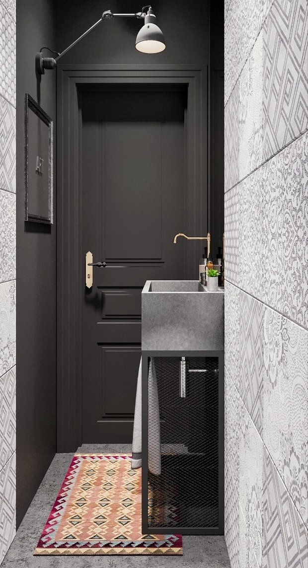 Фотография: Ванная в стиле Лофт, Эклектика, Квартира, Проект недели, Москва, 3 комнаты, 60-90 метров, Анна Показаньева – фото на INMYROOM