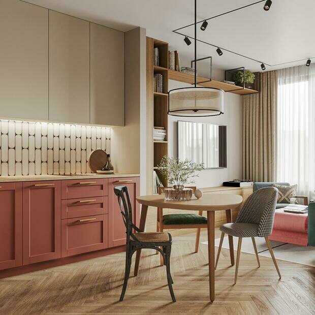 Фотография: Кухня и столовая в стиле Современный, Эклектика, Винтажный, Квартира, Проект недели, Санкт-Петербург, 2 комнаты, до 40 метров, 40-60 метров, Студия дизайна Максимаджи – фото на INMYROOM