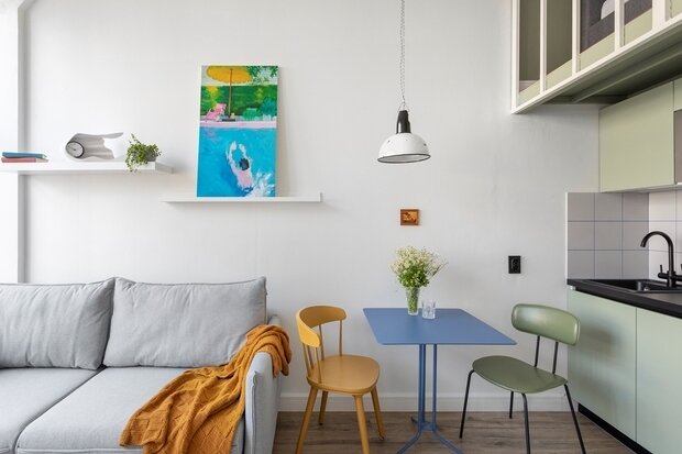 Фотография: Кухня и столовая в стиле Лофт, Малогабаритная квартира, Квартира, Студия, Проект недели, Москва, до 40 метров, КубКвадрат – фото на INMYROOM