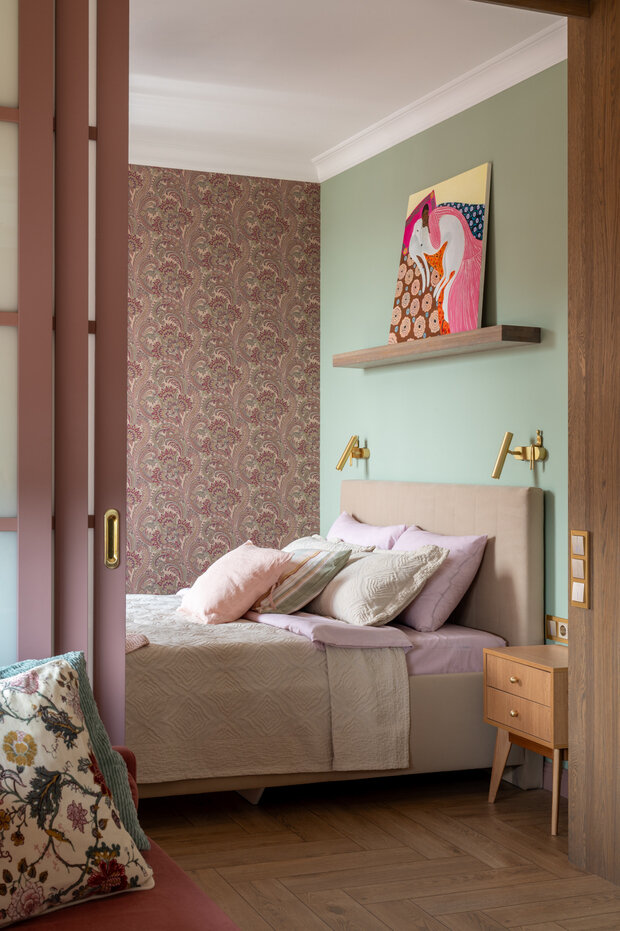 Фотография: Спальня в стиле Современный, Малогабаритная квартира, Квартира, Проект дня, Москва, 2 комнаты, 40-60 метров – фото на INMYROOM