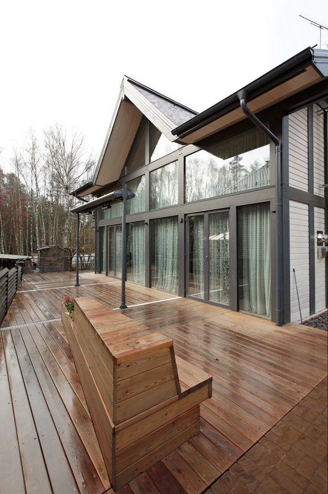 Фотография: в стиле , Современный, Дом, Проект недели, Черный, Зеленый, Бежевый, Дом и дача, Московская область, Шаболовка, дом из клееного бруса – фото на INMYROOM