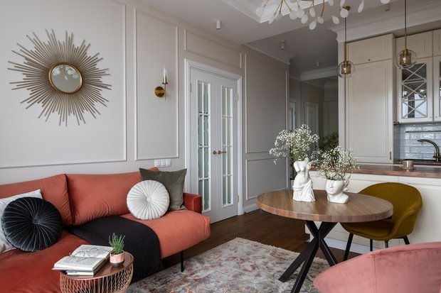 Фотография: Гостиная в стиле Классический, Современный, Квартира, Проект недели, Москва, 2 комнаты, 40-60 метров, Ирина Балданова – фото на INMYROOM