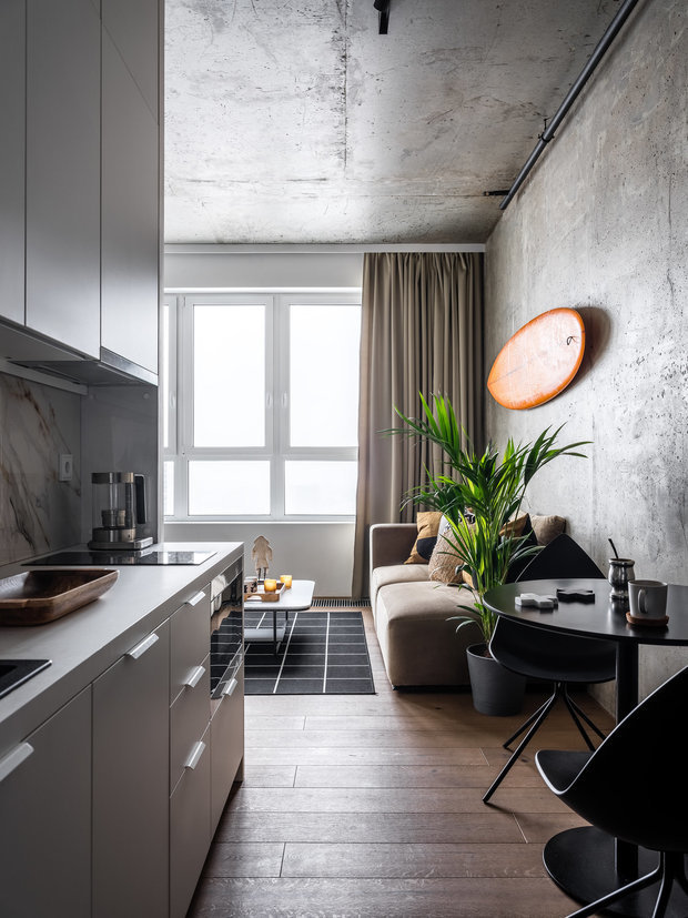 Фотография: Кухня и столовая в стиле Лофт, Современный, Квартира, Студия, Проект недели, Москва, Geometrium, до 40 метров – фото на INMYROOM