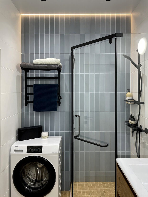 Фотография: Ванная в стиле Скандинавский, Современный, Минимализм, Малогабаритная квартира, Квартира, Проект недели, Москва, Монолитный дом, 1 комната, до 40 метров, Иван Чернечков – фото на INMYROOM