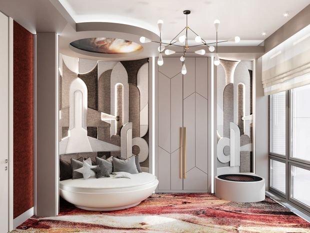 Фото из портфолио Квартира в ЖК Реномэ: телевизор-вертолет, ванная с окном и батут в детской – фотографии дизайна интерьеров на INMYROOM