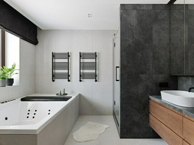 Фотография: Ванная в стиле Современный, Минимализм, Дом, Проект дня, Дом и дача, Ленинградская область, 4 и больше, Более 90 метров, Анара Беркалиева – фото на INMYROOM