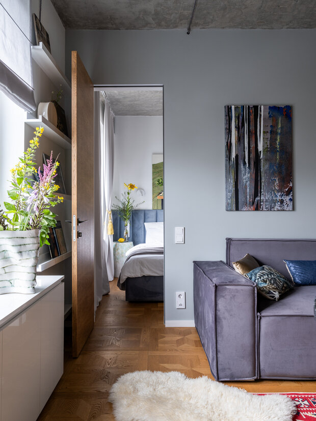 Фотография: Гостиная в стиле Лофт, Современный, Эклектика, Квартира, Проект недели, Москва, 3 комнаты, 40-60 метров, Екатерина Щедрина – фото на INMYROOM