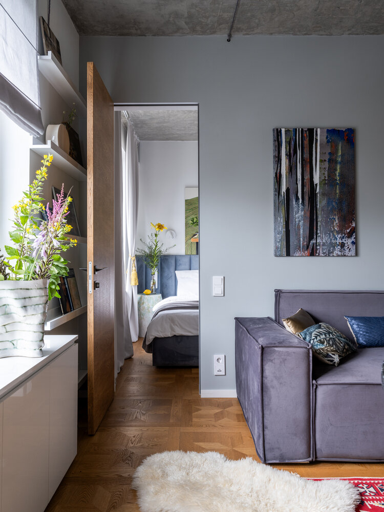 Фотография: Гостиная в стиле Лофт, Современный, Эклектика, Квартира, Проект недели, Москва, 3 комнаты, 40-60 метров, Екатерина Щедрина – фото на INMYROOM