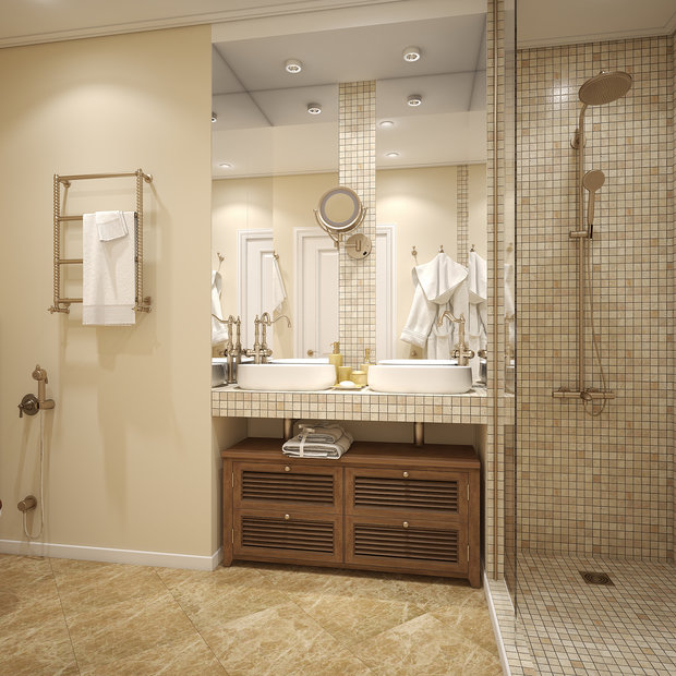 Фотография: Ванная в стиле Прованс и Кантри, Лофт, Современный, Квартира, Проект недели, Москва, Студия 3.14, Тимур Абдрахманов, Ирина Леготкина, новостройка, Монолитный дом, 3 комнаты, 60-90 метров – фото на INMYROOM