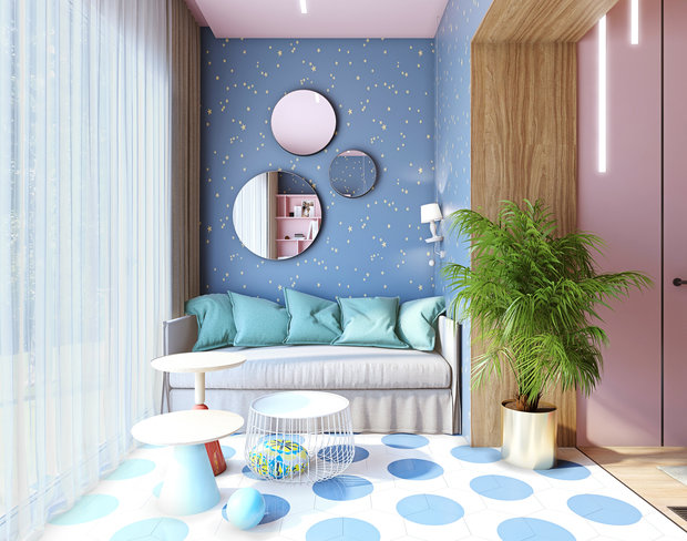 Визуализация интерьера детской в современном стиле